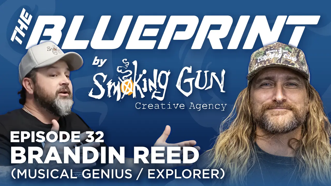 Podcast thumbnail for The Blueprint, including host Brandon Adams and guest Brandin Reed