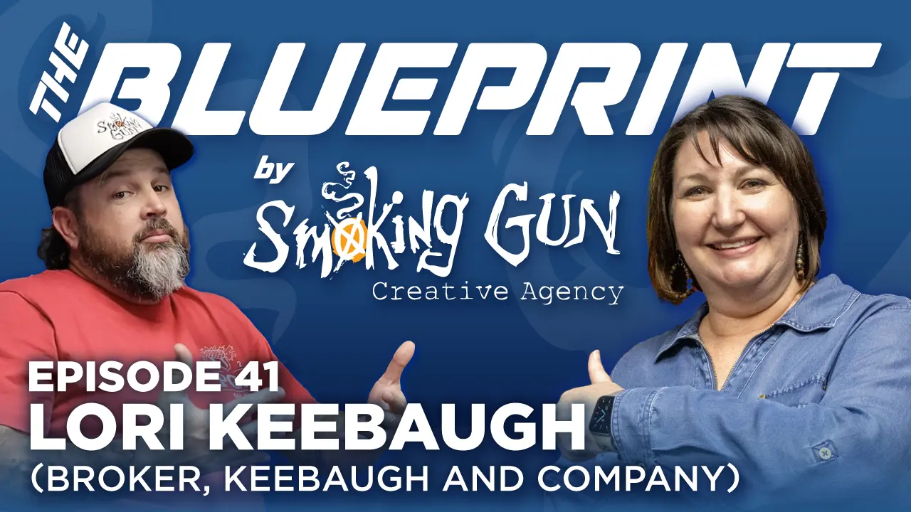 Podcast thumbnail for The Blueprint, including host Brandon Adams and guest Lori Keebaugh